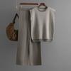 Women's Two Pieces Set Fashion Casual Striped Knit Top Elastic Wide Leg Pant Set Summer Pullover Vest Womens Outfit Set