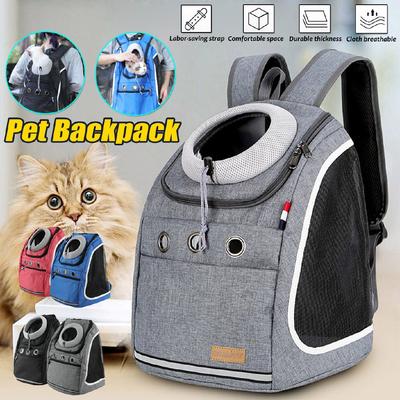 Strong Double Shoulder Pet Service Dog Backpack Outdoor Cat Travel Carrier Backpack Portable Pet Bag Mesh Head Backpack for Dogs 37x24x42cm
