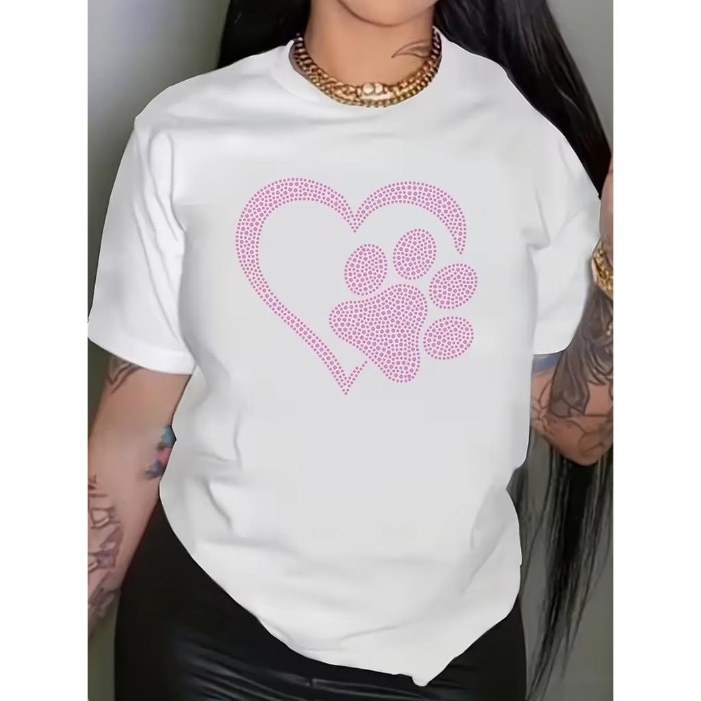Crew Neck T-Shirt,printed T-shirt for Spring & Summer, Women's Clothing