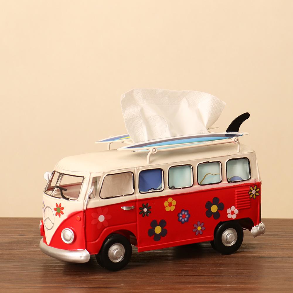 

Retro Bus Tissue Box - Handmade Living Room Decoration Ornament 25cm x 10cm x 15cm червоний