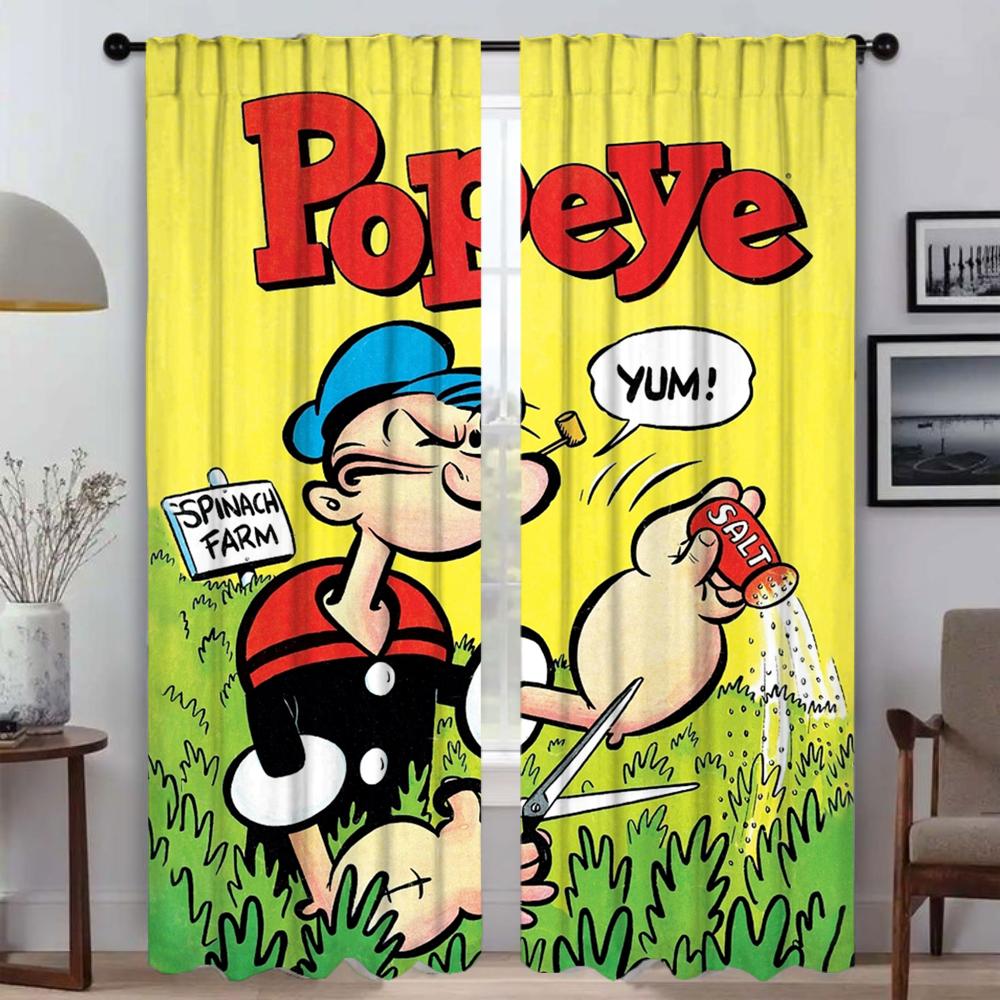 

Элегантные шторы для гостиной с изображением моряка Попай, занавески для домашнего интерьера из 2 предметов, тюль для спальни, украшение на Хэллоуин W50xH70cmx2pcs-CL