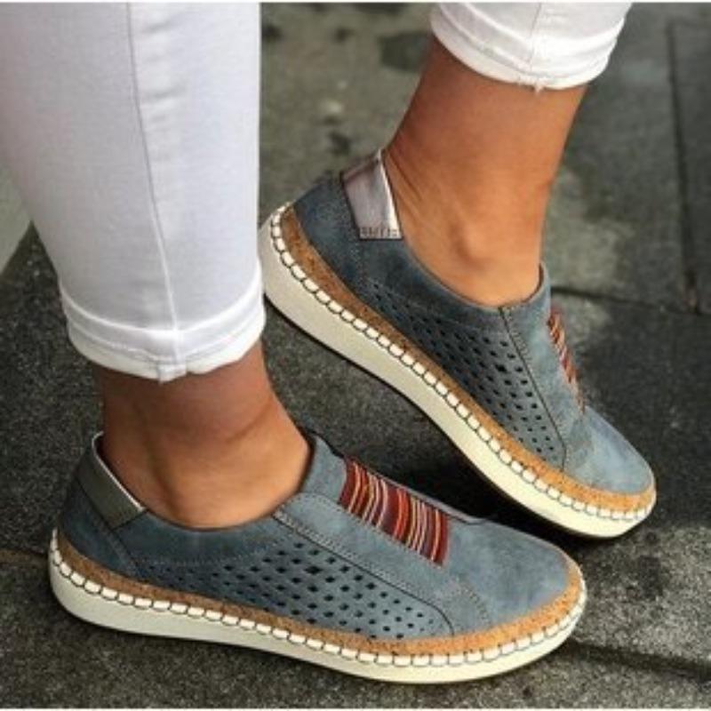 Large size women's shoes flat bottom color matching women's platform casual shoes sports style one pedal single shoes women