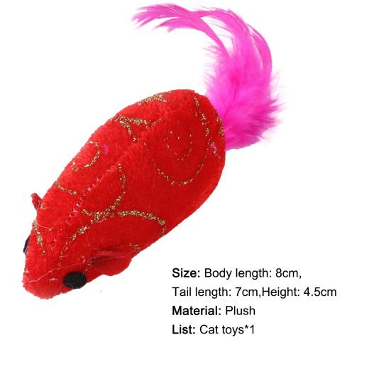 Cat Toy Built-in Catnip Plush Mouse Interactive Toy Cat Teaser Pet Feather Toy New Year Gift