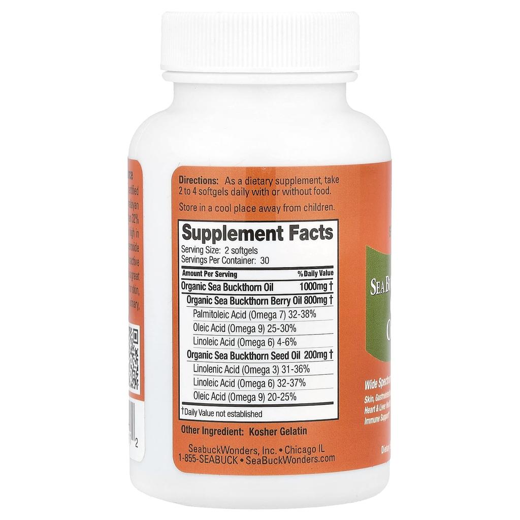SeaBuckWonders, Omega-7 Complete™, Sea Buckthorn Oil Blend, 1,000 mg, 60 Softgels (500 mg per softgel)