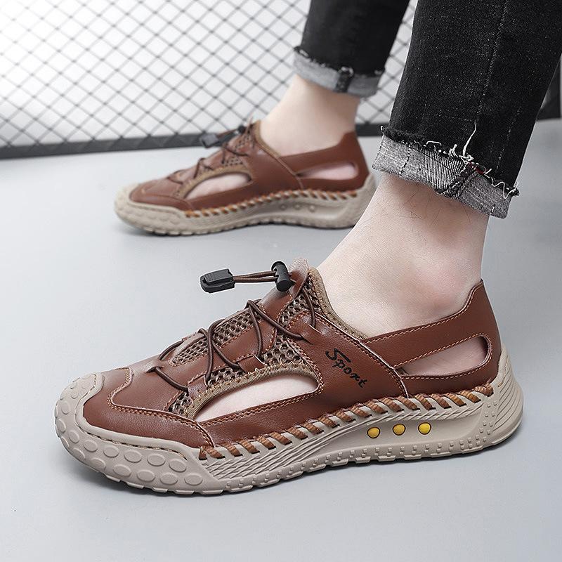2025 summer men's shoes bag head men's sandals breathable explosion casual shoes new hollow beach shoes