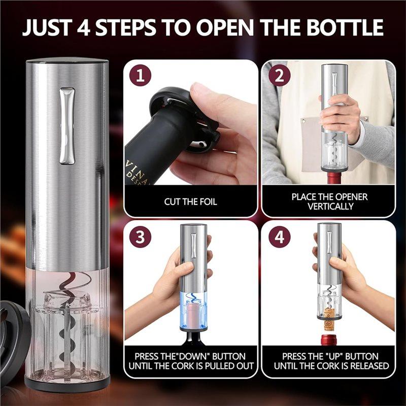 A78E-4-In-1 Rechargeable Electric Wine Opener Wine Aerator Gift Set With Electric Wine Decanter, For Home Bar Parties
