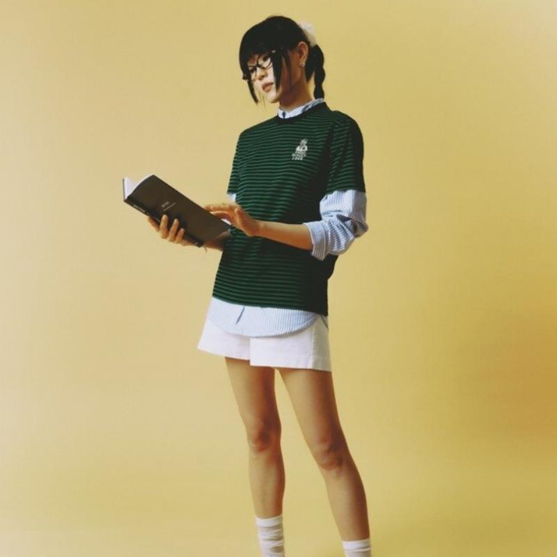 Munsingwear Unisex STripe T shirT Dark Navy  mq121pTs33 