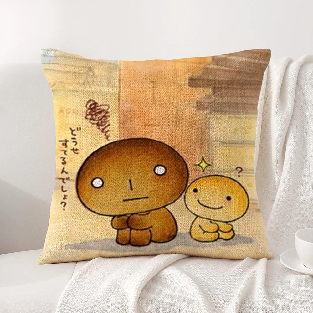 Japan Kawaii K-Kogepan Cushion Cover Summer Coolness Linen Fabric Double-Sided Printing Pillow Case Sofa Home Decor Gift