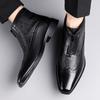 Fashion New Men's Patent Leather Pointed Business Casual Brogues Ankle Boot for Men Winter Brand Designer Chelsea Leather Shoes