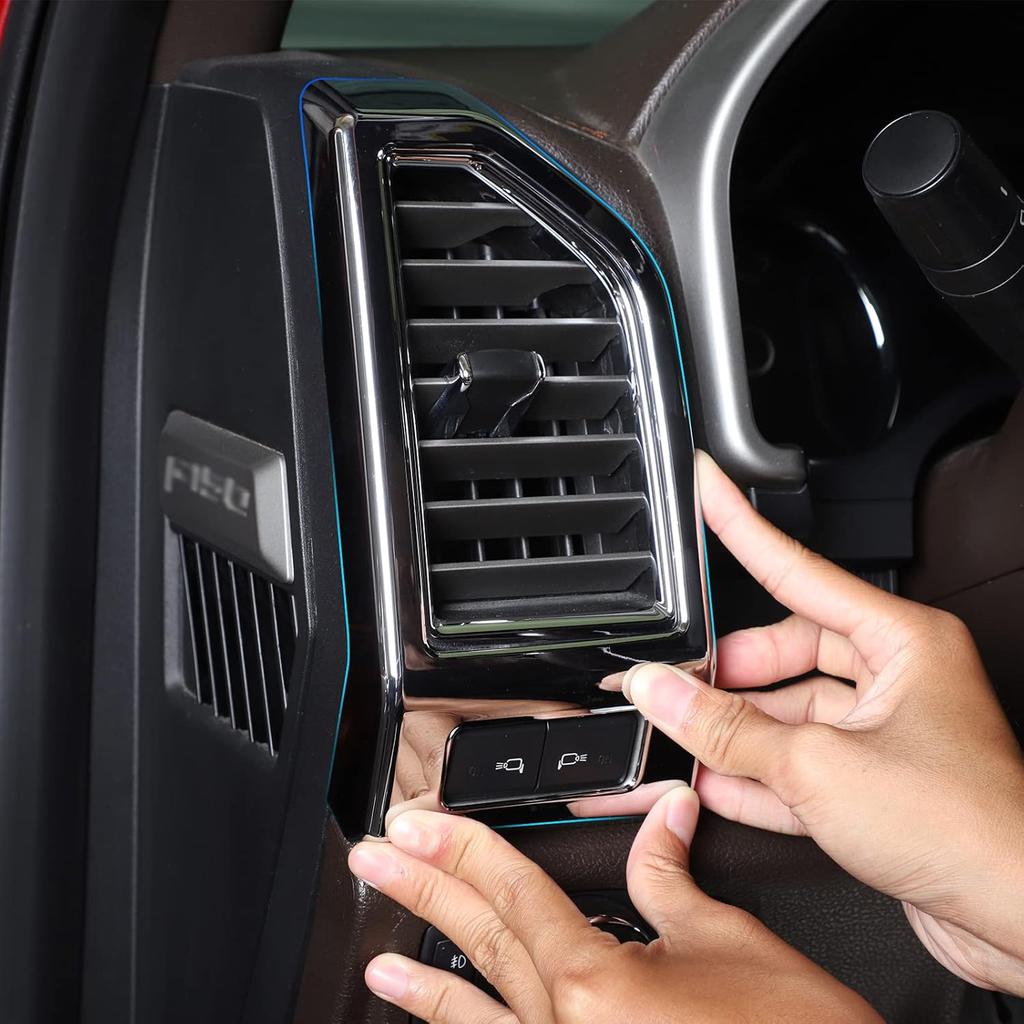 Voodonala for Ford F150 2015-2020 Chrome Dash Side Air Condictioning Outlet Vent Decorative Trim Compatible with Ford F150 2015-2020