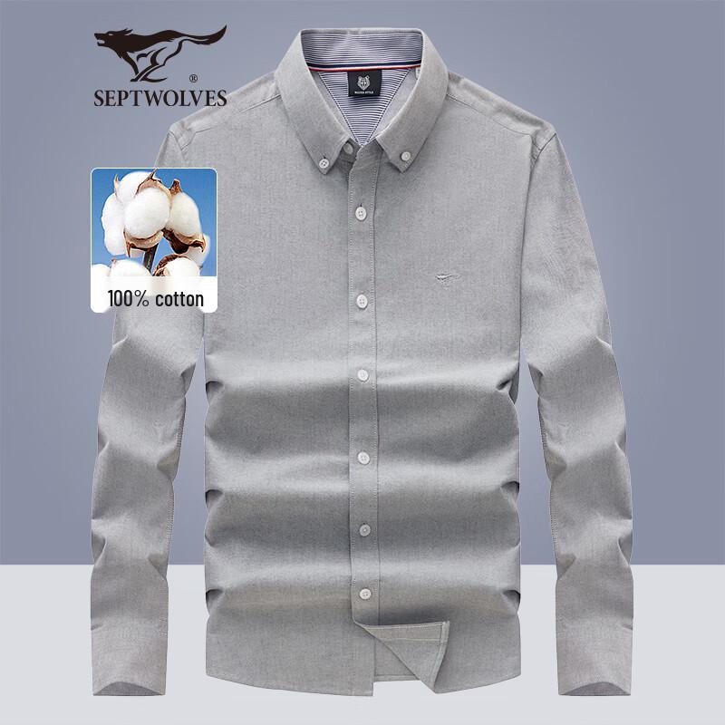 Septwolves Men s Oxford Cloth Long-Sleeve Shirt XXXL