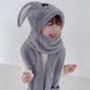 Warm Knitted Rabbit Ear Hat With Scarf Kids Women Winter Outdoor Wear Soft Fleece Lined Adjustable Hooded Beanie