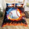 Baseball Duvet Cover Set Queen Size for Teen Boy Room DecorFire and Ice Sport Baseball Comforter Cover Sports Theme Bedding Set