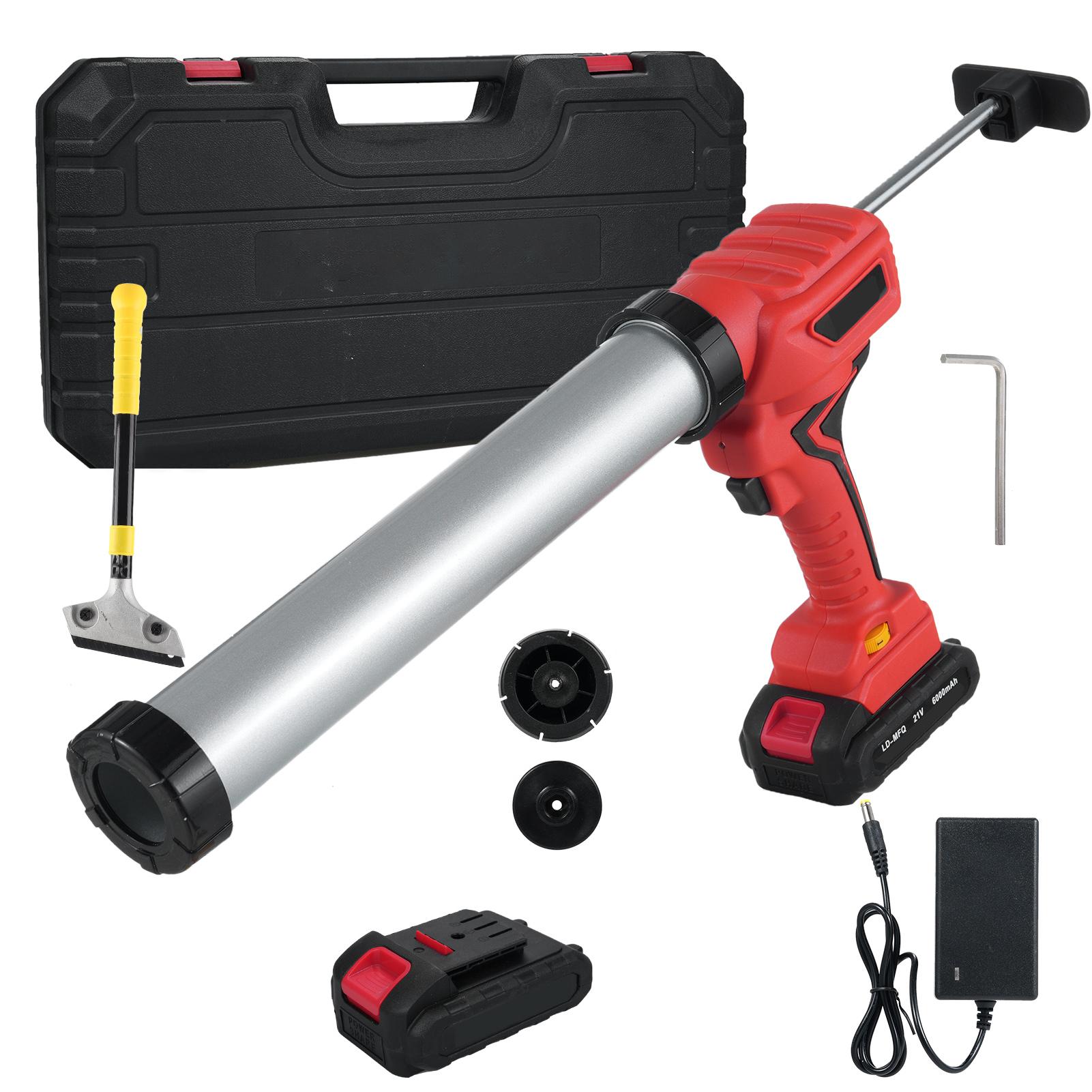 

21V Cordless Caulking Machine Tube Hand-held Cordless Electric Caulking Machine Kit Equipped LED Light 7 Adjustable Speeds червоний