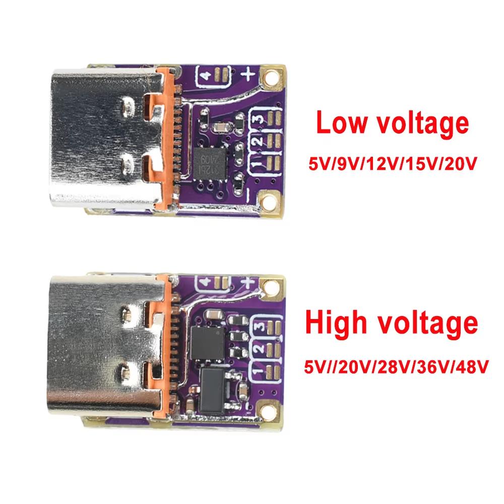 PD3.0 PD3.1 QC3.0 Fast Charging Module 5A DC 5V/9V/12V/15V/20V/28V/36V/48V to 5V Voltage Trigger Adapter PD to DC Type-C