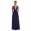 European and American new women's clothing, solid color neck-hanging split dress, sexy deep V-neck waist-pleated long dress