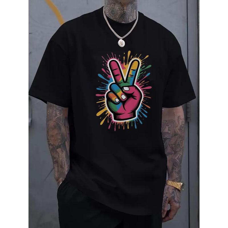 

Европейские размеры Цветная футболка с принтом руки мира S чёрный