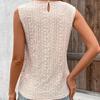 Kvinner Vår Sommer Elegant Blonder Patchwork O-Hals Hul Topp Ensfarget Heklet Camisole Topp Pullover Skjorte S-XL