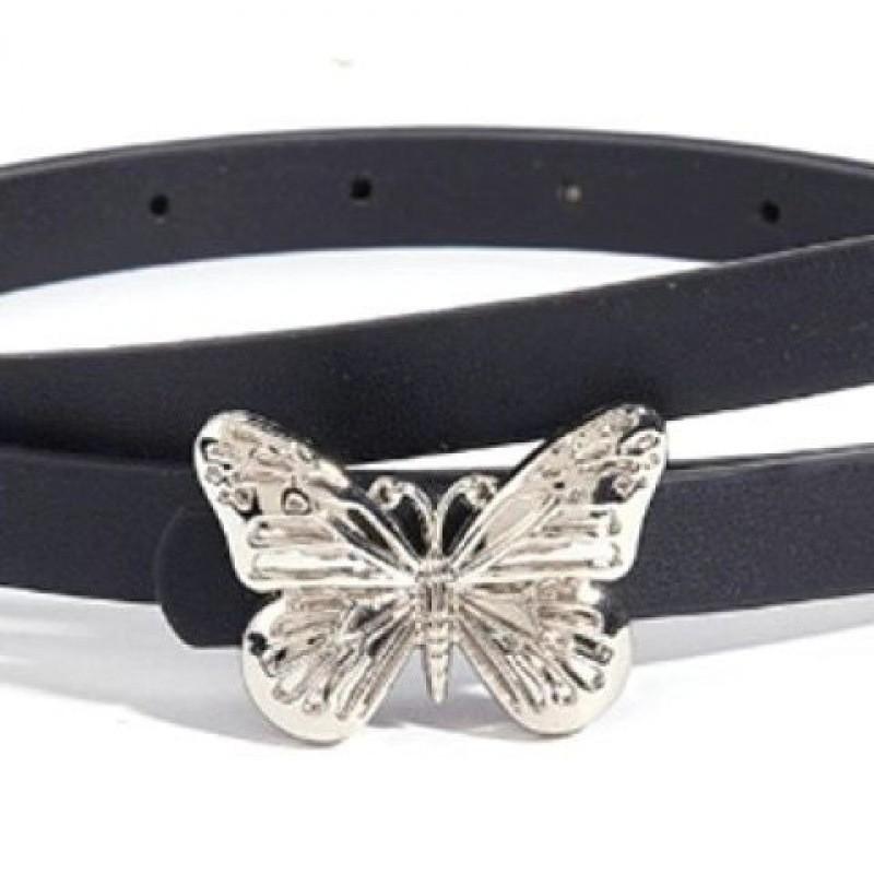 

Unique Design Hollowed Denim Pants With Versatile Butterfly Metal Belt Fashion For 1.3 Double Round A