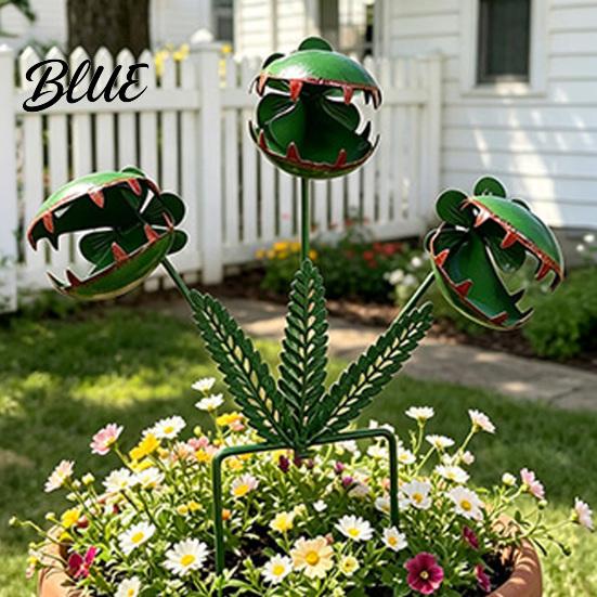 Langlebige Eisen-Gartendekoration Venusfliegenfalle Gartenstecker Metall fleischfressende Pflanze Kunst-Ornament Lustige Skulptur für Blumenbeet Außenrasen Terrasse