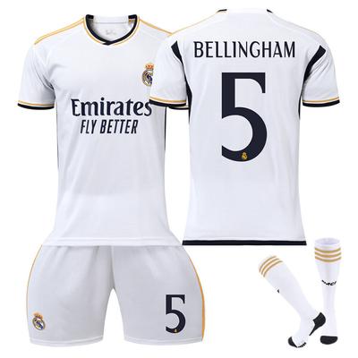 23/24 Nuovi Kit Maglia da Allenamento Calcio Casa Real Madrid (N.5 BELLINGHAM)