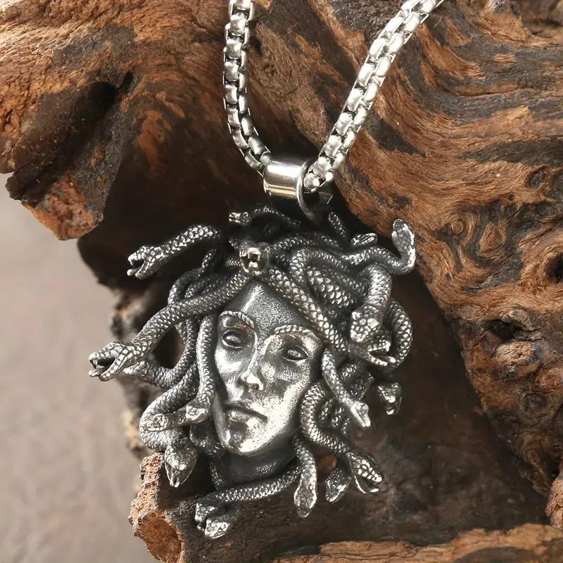 Punk Retro Griechische Mythologie Medusa Verschlungene Schlange Anhänger Halskette Ostern Halloween Modeschmuck Unisex