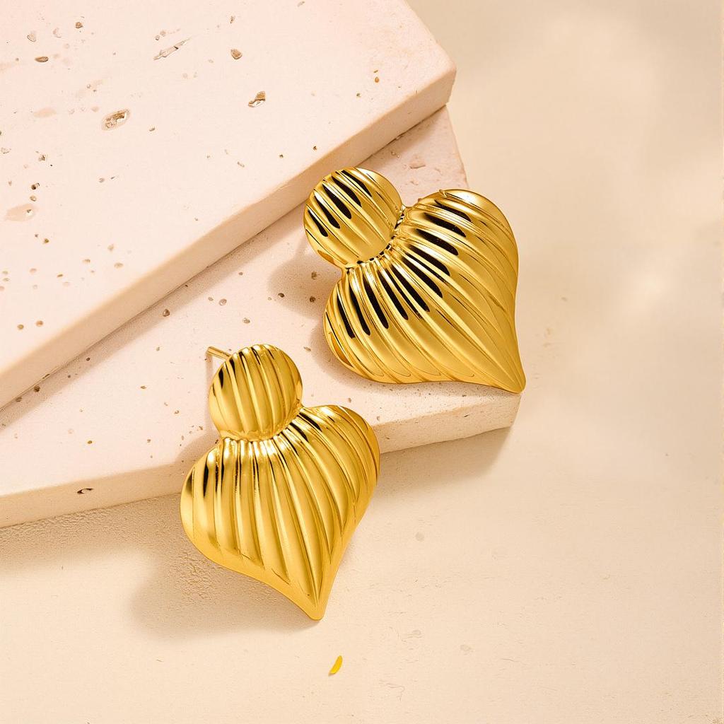Geometric Irregular 18k Gold Titanium Steel Earrings for Women