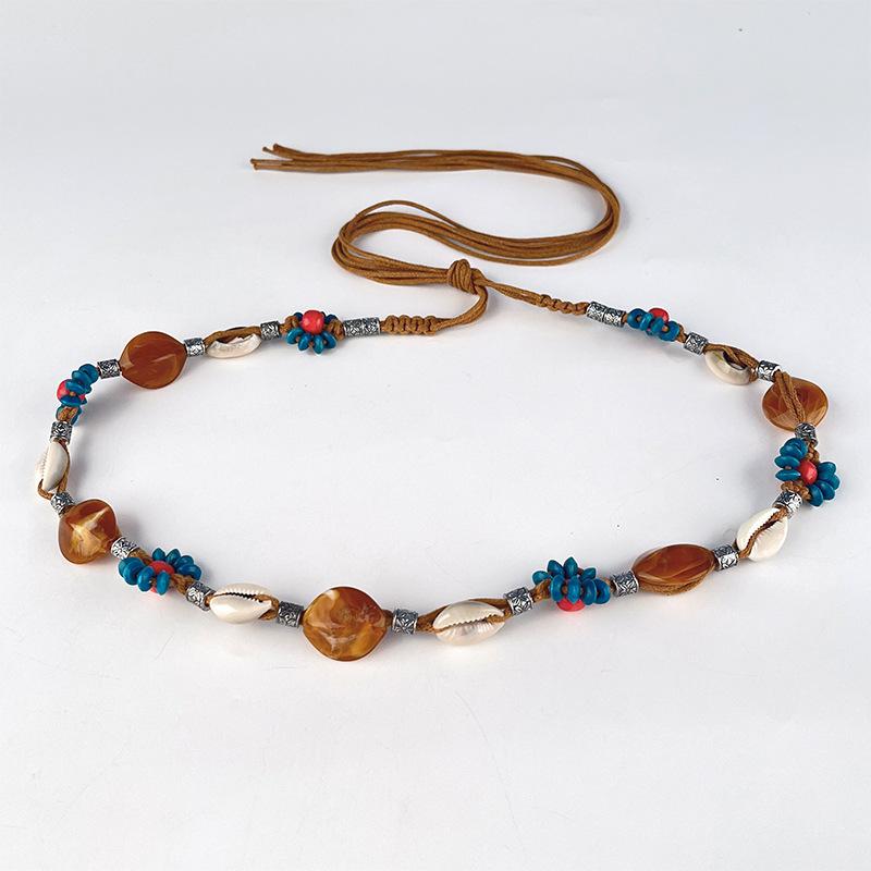 Korean Style Decorative Women's Casual Waist Chain Fashionable Versatile Wax Rope Braided Belt Bohemian Women's Flower Waist Decoration