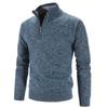 Men S Plus Size Fleece Half Zip High Neck Pullover Long Sleeve Knit Sweater