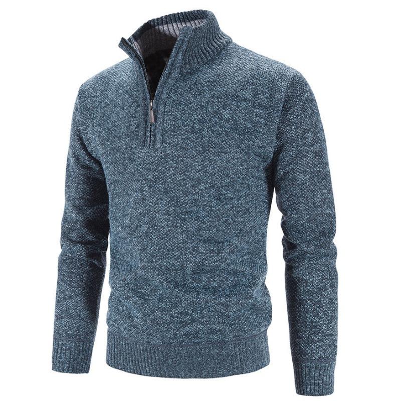 Men S Plus Size Fleece Half Zip High Neck Pullover Long Sleeve Knit Sweater