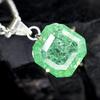 925 Sterling Silver CERTIFIED 49Ct Natural Green Emerald Square Pendant For Gift MY.PD-156-NS