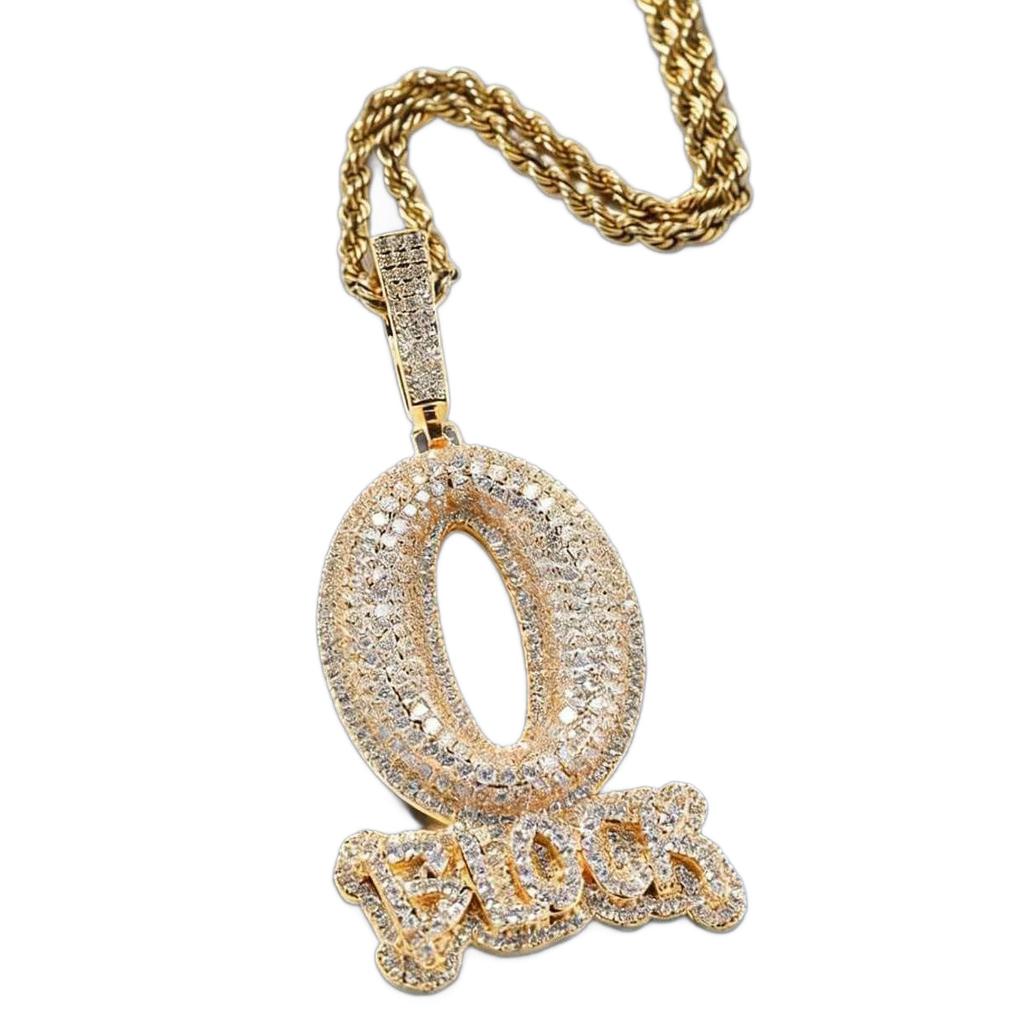 Hip Hop Copper Studded with Diamond Letters Pendant Personality Trend Fried Dough Twists Necklace Men's Fashion Jewelry