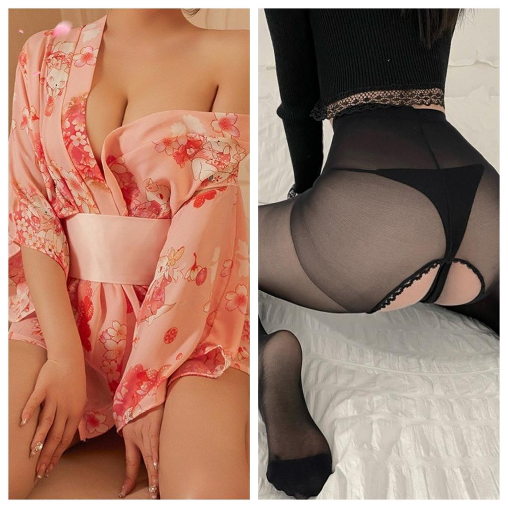 Sexy lingerie sexy Japanese retro print kimono waist hollow female passion uniform seduction nightdress