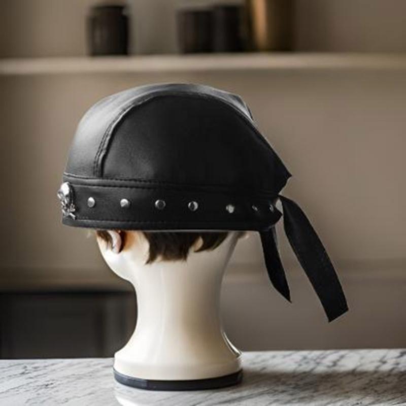 Hip Hop Dark Durag Doo Rag Berretti Durag Cappello da Pirata per Passeggiate in Strada Oggetti di Scena Fotografici PU Oggetti di Scena Fotografici Grunge