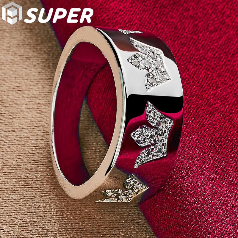 925 Sterling Silver AAA Zircon Crown Ring Fashionable Wedding Jewelry