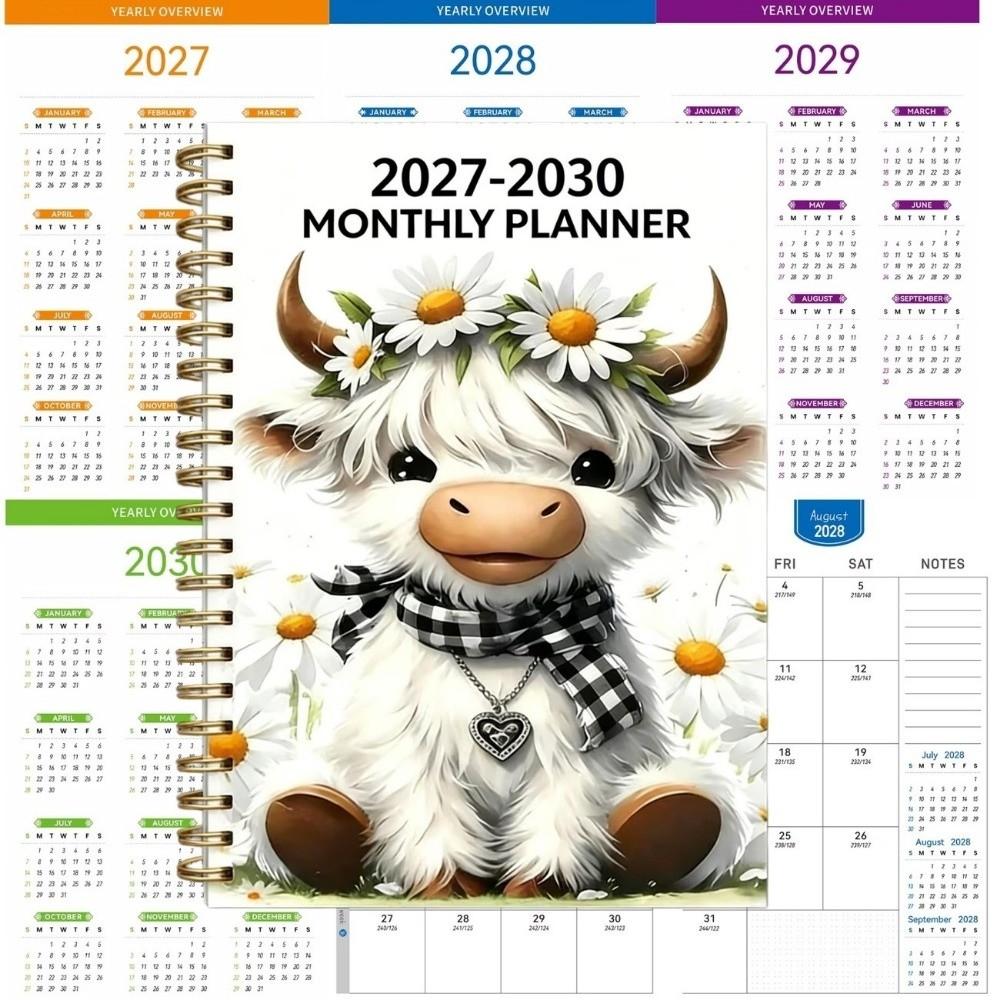 A5 2027-2030 Monthly Calendar Spiral Bound Annual Calendar Notebook 4-Year Plan Book  Gift For Kids