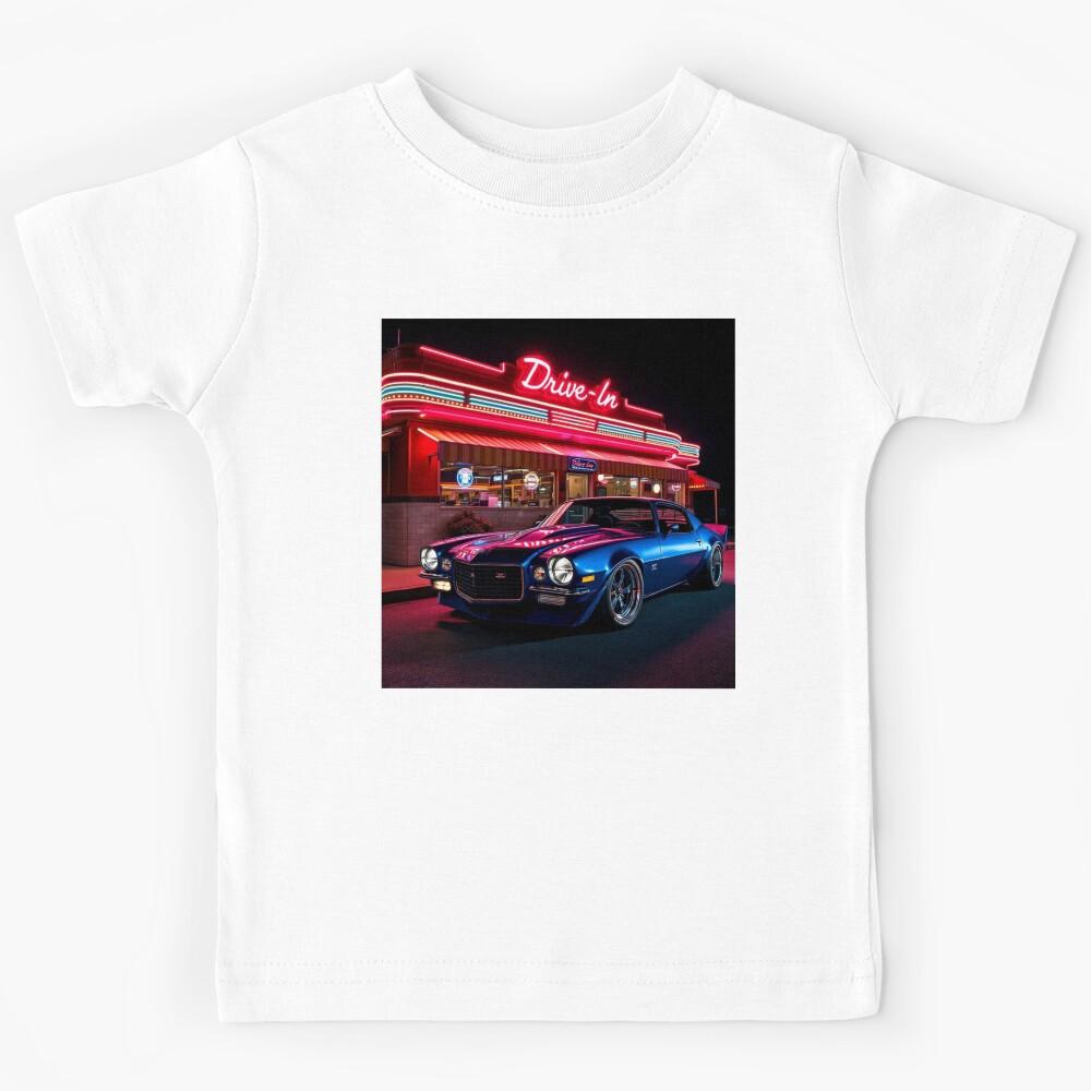 nightly drive in blue custom camaro Kids T-Shirt 130