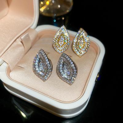Zircon Geometric Water Drop Earrings for Women 2025 New Design Stud Earring Light Luxury High-end Temperament Zircon