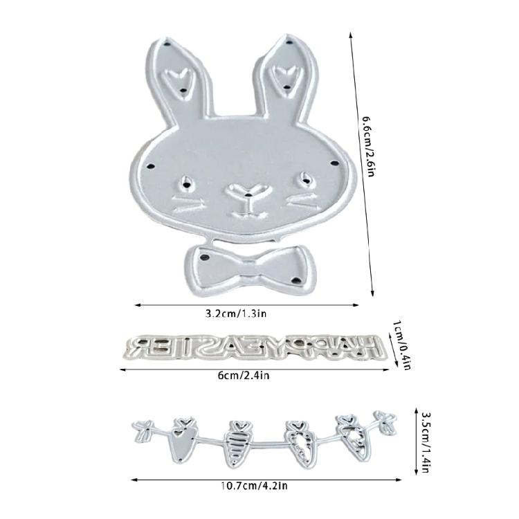 Bunnies Cutting Dies Scrapbooking Stencils Carrots Carbon Steel Die Cut Templates for Card Making Packaging Decoration