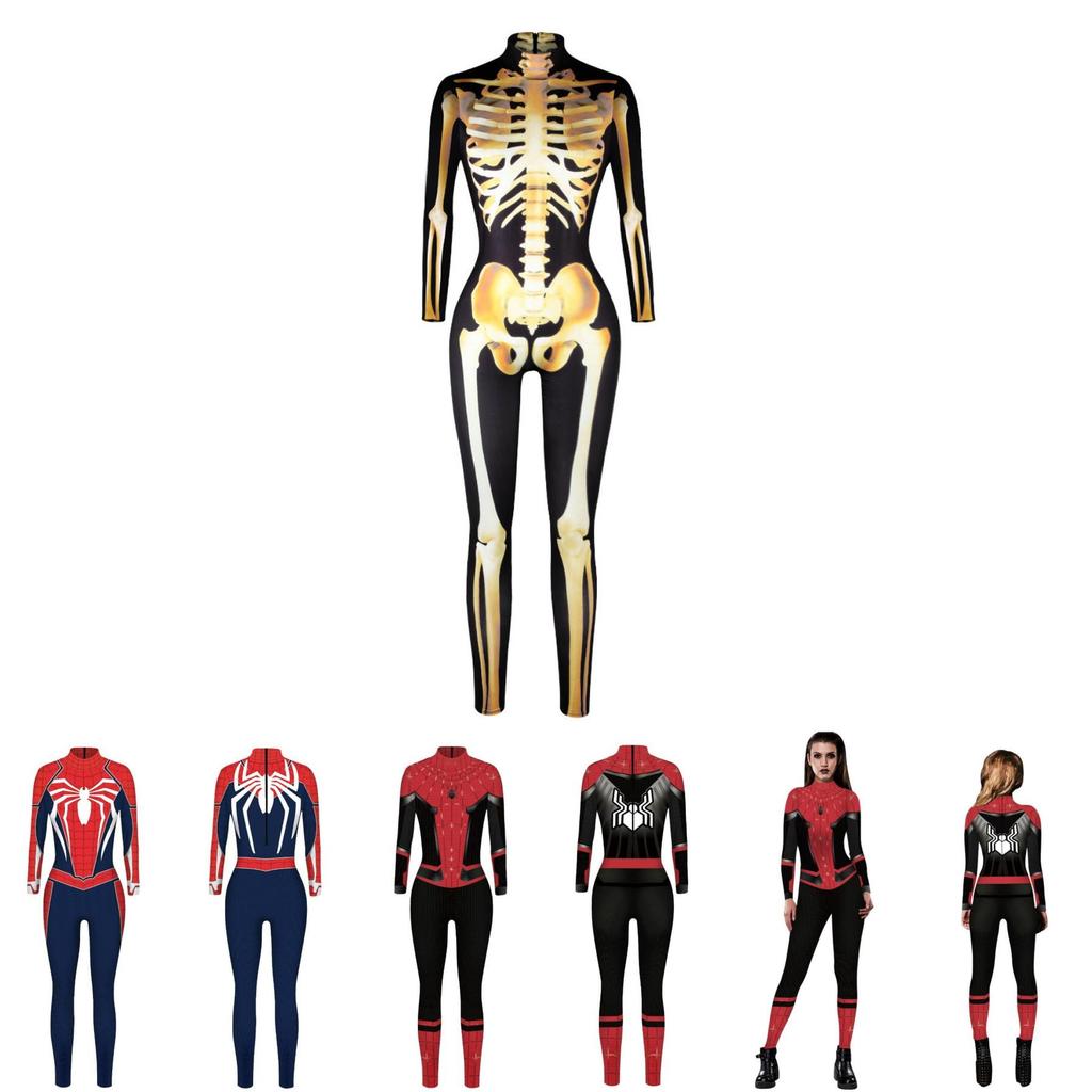 Halloween Spiderman Cosplay Jumpsuit Women's Slim Tights Bodysuit