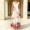 Vintage Floral Long Tank Dress,Soft Fabric,Loose Fit for Travel Photoshoot,Daily Casual & Vacation Wear,Elegant Style
