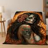 Gothic Skull Dead Girl Cartoon Horror Flannel Blanket Soft Warm Throw Blanket for Bedroom Living Room Bed Travel Camping Picnic