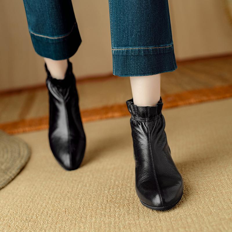 Fashion 2025 New Autumn/Winter Women Boots Round Toe Women Shoes Modern Ankle Boots Ladies Shoes Retro Genuine Leather Chelsea Boots