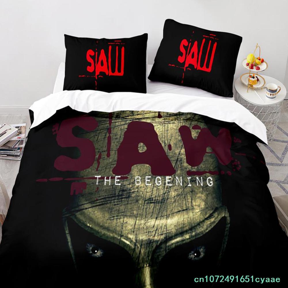 Chainsaw Fright Bedding Set Single Twin Full Queen King Size Halloween Bed Set Aldult Kid Bedroom Duvetcover Sets 3D Print 011
