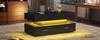 100*50*44cm Hydraulic Height-adjustable Coffee Table, with LED Lighting, Bluetooth App Control, 2 Drawers and Open Storage, Black Liftable