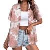 Stile Hawaiano Stampa 3D Monopetto Donna Camicia Hawaiana Moda Collo a Revers T-Shirt Estiva Manica Corta Donna