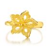 Purple Trendy Blossom Flower Ring For Women Elegant Gold Plated Brass Adjustable Design