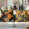Orange Patterned Cushions Fresh Fruit Leaf Design Polyester pillowcase, sofa decorative cushion cov Headboard Pillow