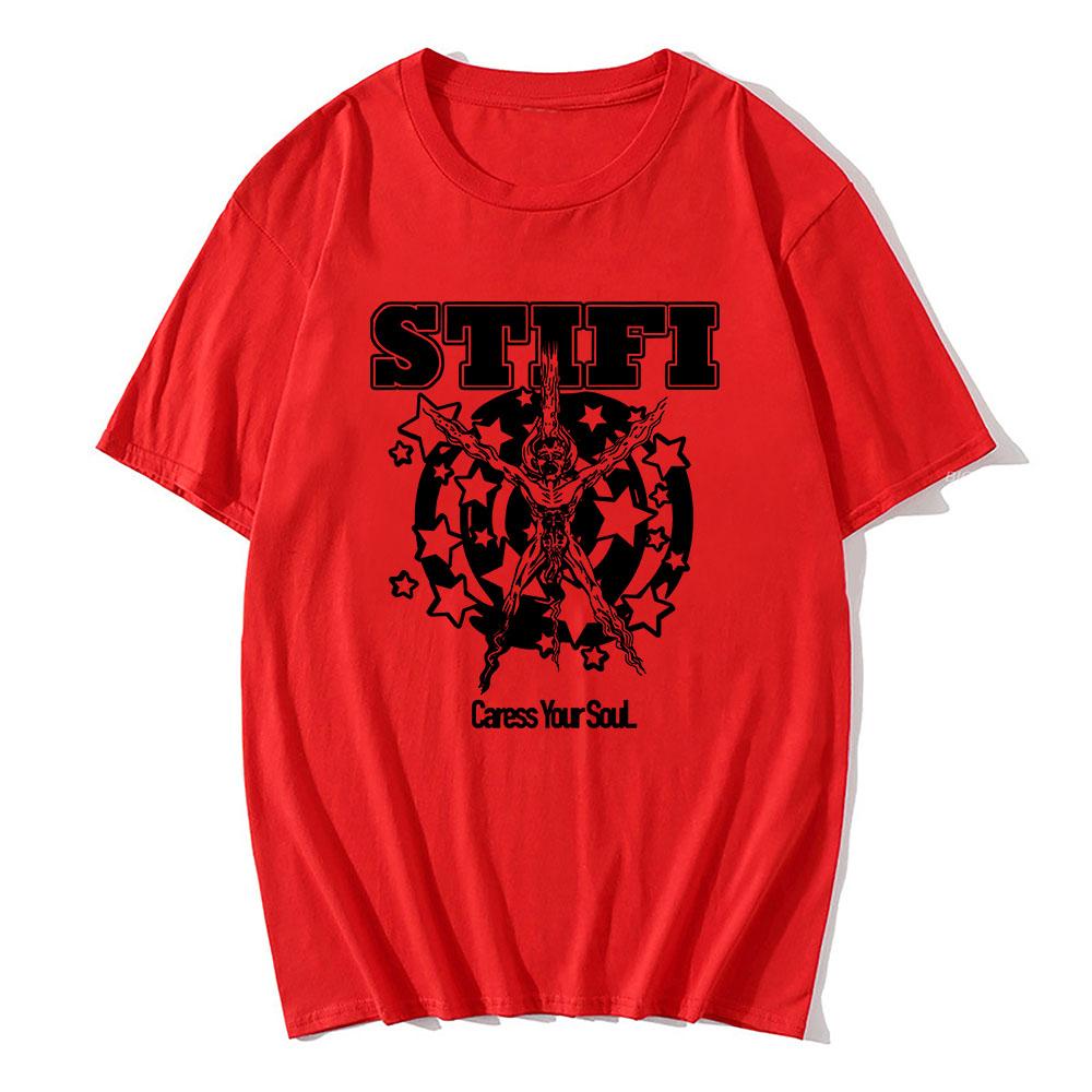 CARESS YOUR SOUL RINGER TEE Rock Band Sticky Fingers STI FI Tshirts Short Sleeve Cotton Male T-shirt Graphic Print T Shirt Mens