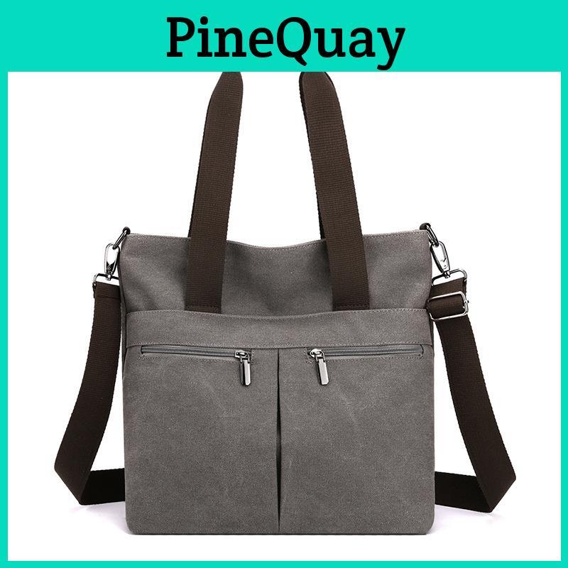 Canvas Tote Bag For Women With Zipper Pockets Urban Minimalist Fashion Accessory